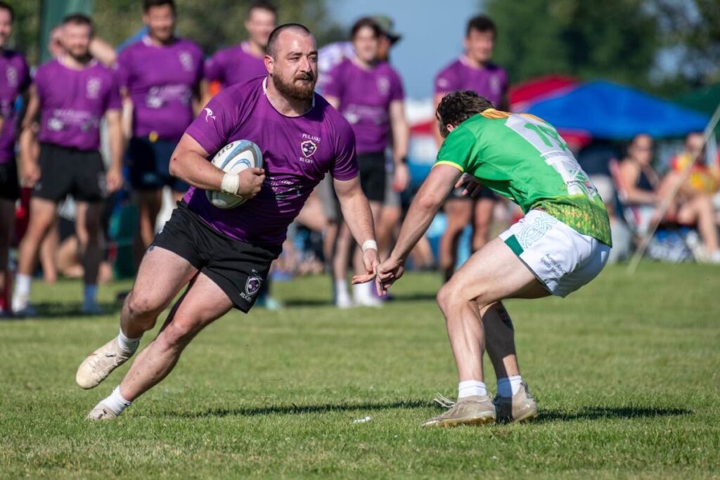 Running Tackle Players Rugby